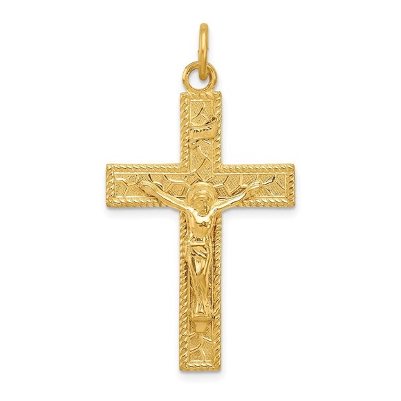 Million Charms 925 Sterling Silver & 24k Gold -plated INRI Crucifix Pendant - Picture 1 of 4